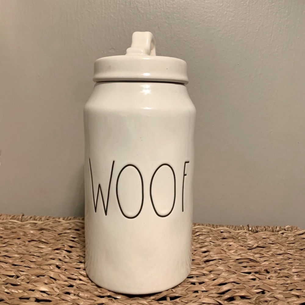 RAE DUNN “WOOF” Dog Treat Canister Tall NWT